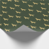 Golden Retriever | Gold Glitzer Green Wrapping Pap Geschenkpapier (Ecke)