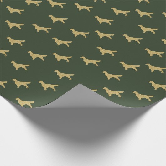 Golden Retriever | Gold Glitzer Green Wrapping Pap Geschenkpapier (Ecke)
