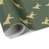 Golden Retriever | Gold Glitzer Green Wrapping Pap Geschenkpapier (Rolleneckpunkt)