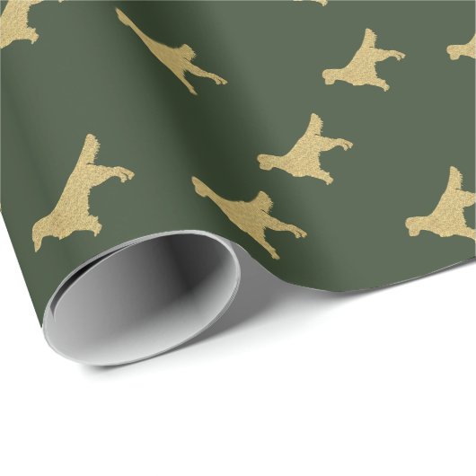 Golden Retriever | Gold Glitzer Green Wrapping Pap Geschenkpapier (Rolleneckpunkt)