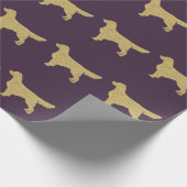 Golden Retriever | Gold Glitzer lila lila Geschenkpapier (Ecke)