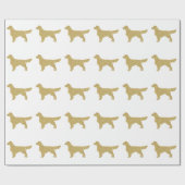 Golden Retriever | Gold Glitzer weiß Geschenkpapier (Flach)