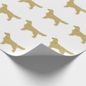 Golden Retriever | Gold Glitzer weiß Geschenkpapier (Ecke)