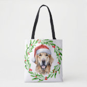 Golden Retriever Goldie Holiday Monogram Tasche (Vorderseite)
