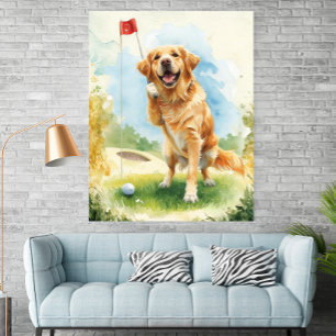 Golden Retriever Golf Wasserfarbenposter Poster