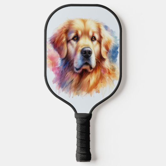 Golden Retriever Grace: Wasserfarben Pickleball Schläger (Vorderseite)