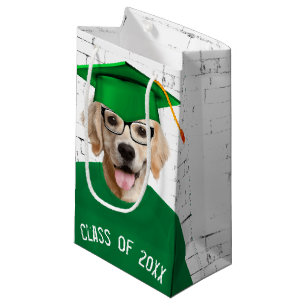 Golden Retriever Graduate mit grünem T - Shirt Kleine Geschenktüte