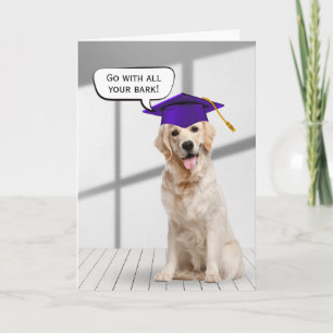 Golden Retriever Graduate mit Lila Cap Karte