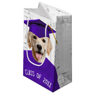 Golden Retriever Graduate mit Lila Cap Kleine Geschenktüte