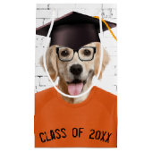Golden Retriever Graduate mit Orange T - Shirt Kleine Geschenktüte (Vorderseite)
