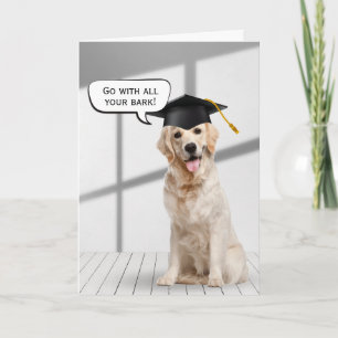 Golden Retriever Graduate on Wood Karte