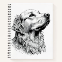 Golden Retriever Gravur Stil Hardcover Journal