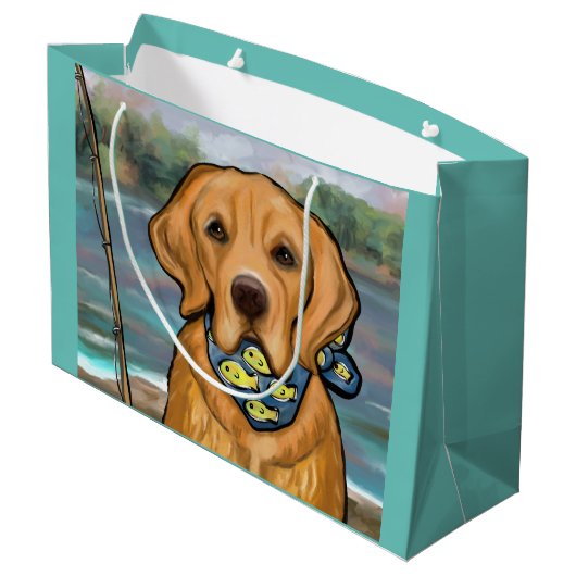 Golden Retriever Große Geschenktüte (Rückseite Schrägansicht)