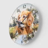 Golden Retriever Große Wanduhr (Winkel)