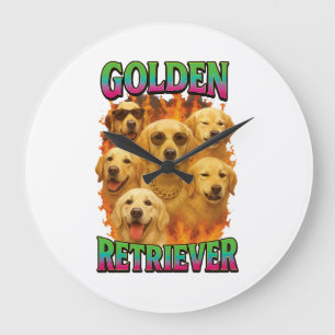 Golden Retriever Große Wanduhr