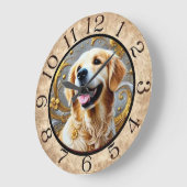 Golden Retriever Große Wanduhr (Winkel)