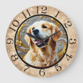 Golden Retriever Große Wanduhr (Vorderseite)