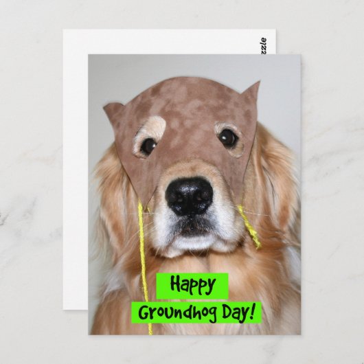 Golden Retriever Groundhove Day Postkarte (Vorne/Hinten)