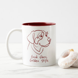 Golden Retriever - Gute Vibes, Goldener Stil Zweifarbige Tasse
