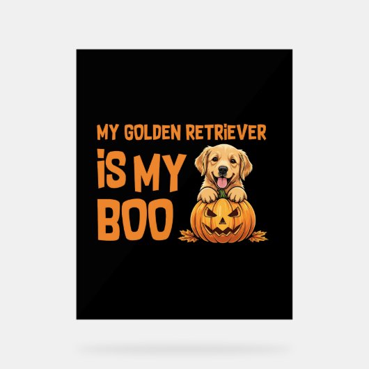 Golden Retriever Halloween Acrylschild (Vorderseite)