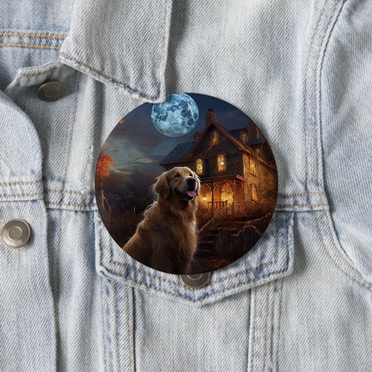 Golden Retriever Halloween Beängstigend Button (Beispiel)