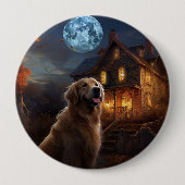 Golden Retriever Halloween Beängstigend Button (Vorderseite)