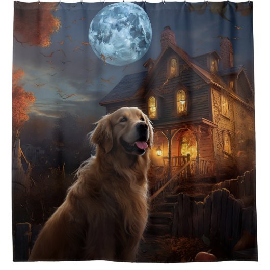 Golden Retriever Halloween Beängstigend Duschvorhang (Vorderseite)