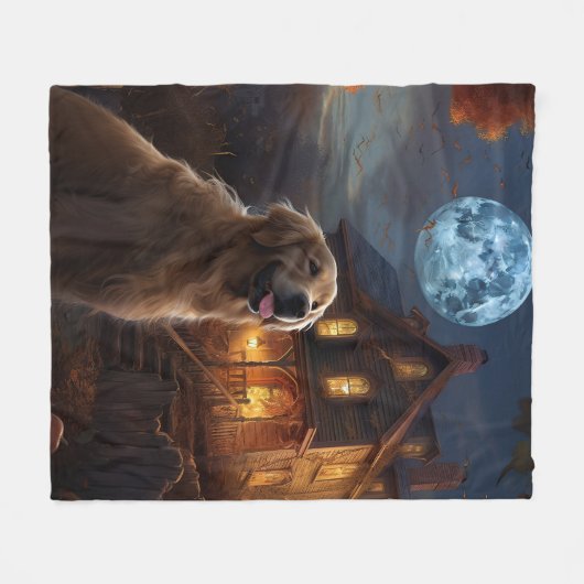 Golden Retriever Halloween Beängstigend Fleecedecke (Vorderseite (Horizontal))