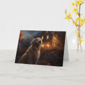 Golden Retriever Halloween Beängstigend Karte (Gelbe Blume)
