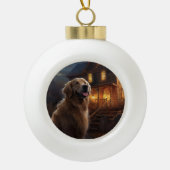 Golden Retriever Halloween Beängstigend Keramik Kugel-Ornament (Vorderseite)