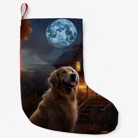Golden Retriever Halloween Beängstigend Kleiner Weihnachtsstrumpf (Vorderseite)