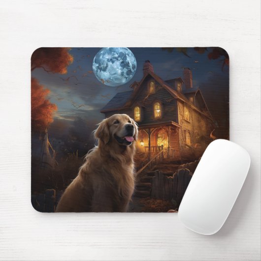 Golden Retriever Halloween Beängstigend Mousepad (Mit Mouse)