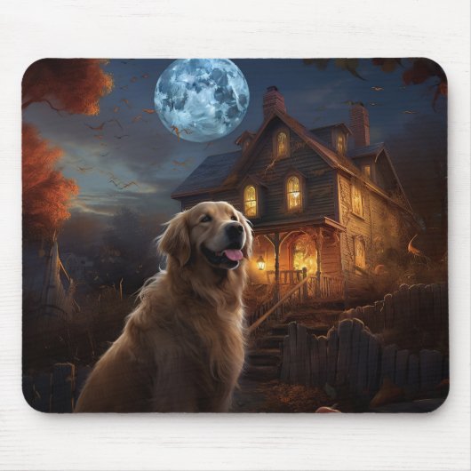 Golden Retriever Halloween Beängstigend Mousepad (Vorne)