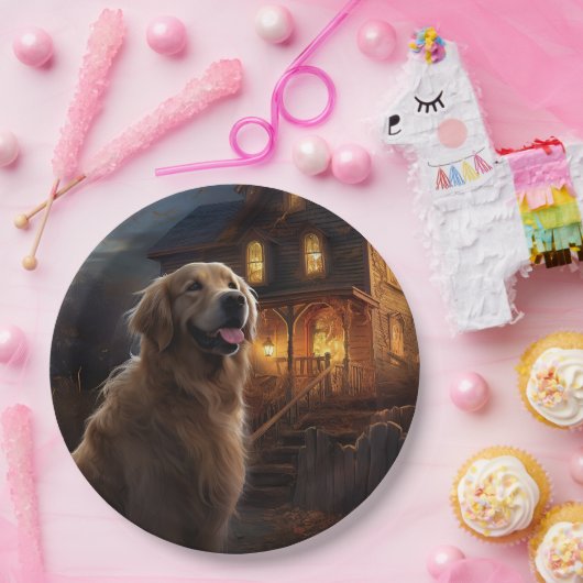 Golden Retriever Halloween Beängstigend Pappteller (Party)