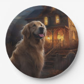 Golden Retriever Halloween Beängstigend Pappteller (Vorderseite)