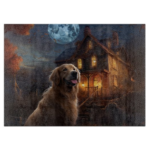 Golden Retriever Halloween Beängstigend Schneidebrett (Vorderseite)