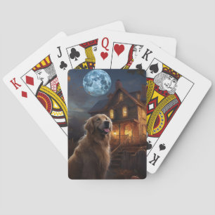 Golden Retriever Halloween Beängstigend Spielkarten