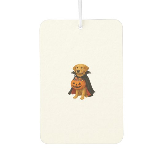 Golden Retriever Halloween Dog with Pumpkin Candy Autolufterfrischer (Vorderseite)