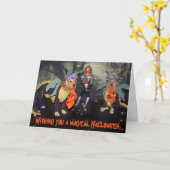 Golden retriever-Halloween-Drachen Karte (Gelbe Blume)