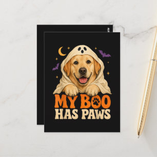 Golden Retriever Halloween Gruselige Pfoten Postkarte
