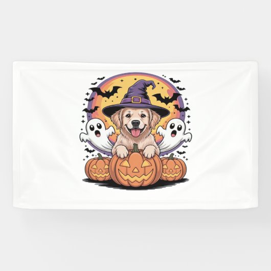 Golden Retriever Halloween Hexenhund Classic T-Shi Banner (Horizontal)
