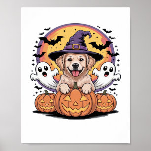 Golden Retriever Halloween Hexenhund Classic T-Shi Poster