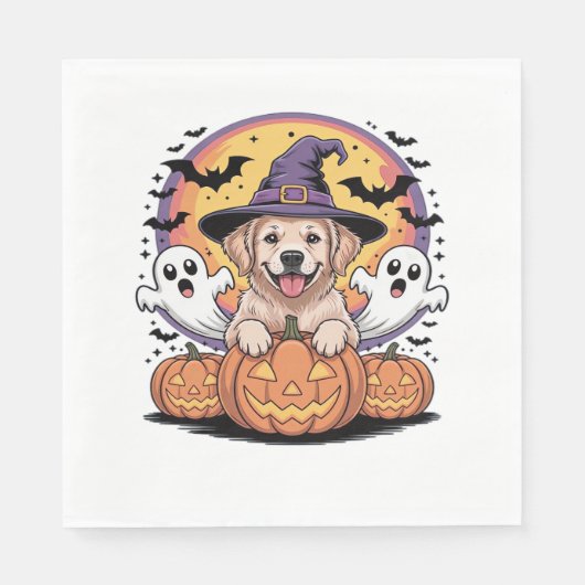 Golden Retriever Halloween Hexenhund Classic T-Shi Serviette (Vorderseite)