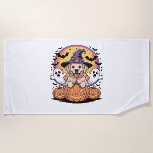 Golden Retriever Halloween Hexenhund Classic T-Shi Strandtuch (Vorderseite)
