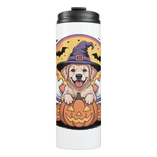 Golden Retriever Halloween Hexenhund Classic T-Shi Thermosbecher (Vorderseite)