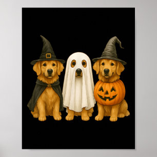 Golden Retriever Halloween Hexenmeister Ghost Pump Poster
