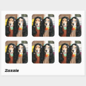 Golden Retriever Halloween Hippie Quadratischer Aufkleber (Blatt)