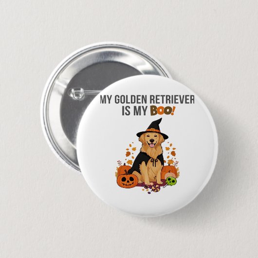 Golden Retriever Halloween Hund Mein Golden Retrie Button (Vorne & Hinten)
