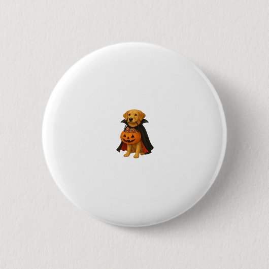 Golden Retriever Halloween Hund mit Kürbiskandy Button (Vorderseite)