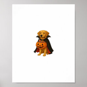 Golden Retriever Halloween Hund mit Kürbiskandy Poster